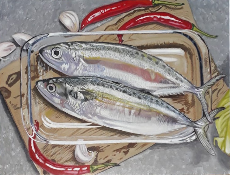 The oil fish dish  – Original painting – 2022