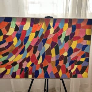 Colors of paradise - Acrylic on canvas, raised gold paste with mica